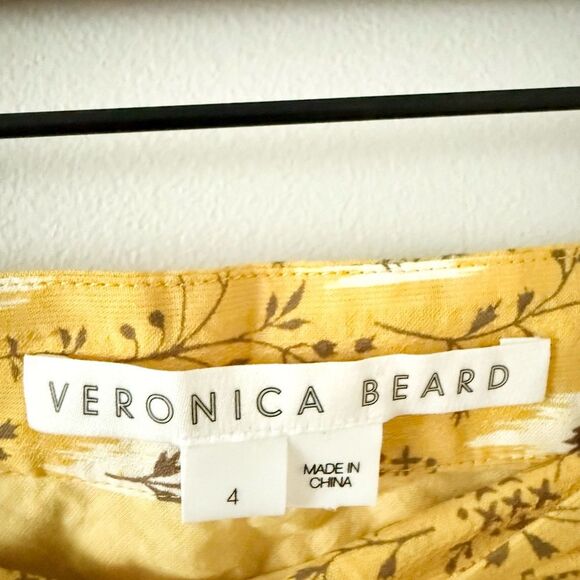 Veronica Beard Tara Cotton Silk Blend Mini Skirt in Yellow Ikat Floral - Size 4 - Picture 7 of 8